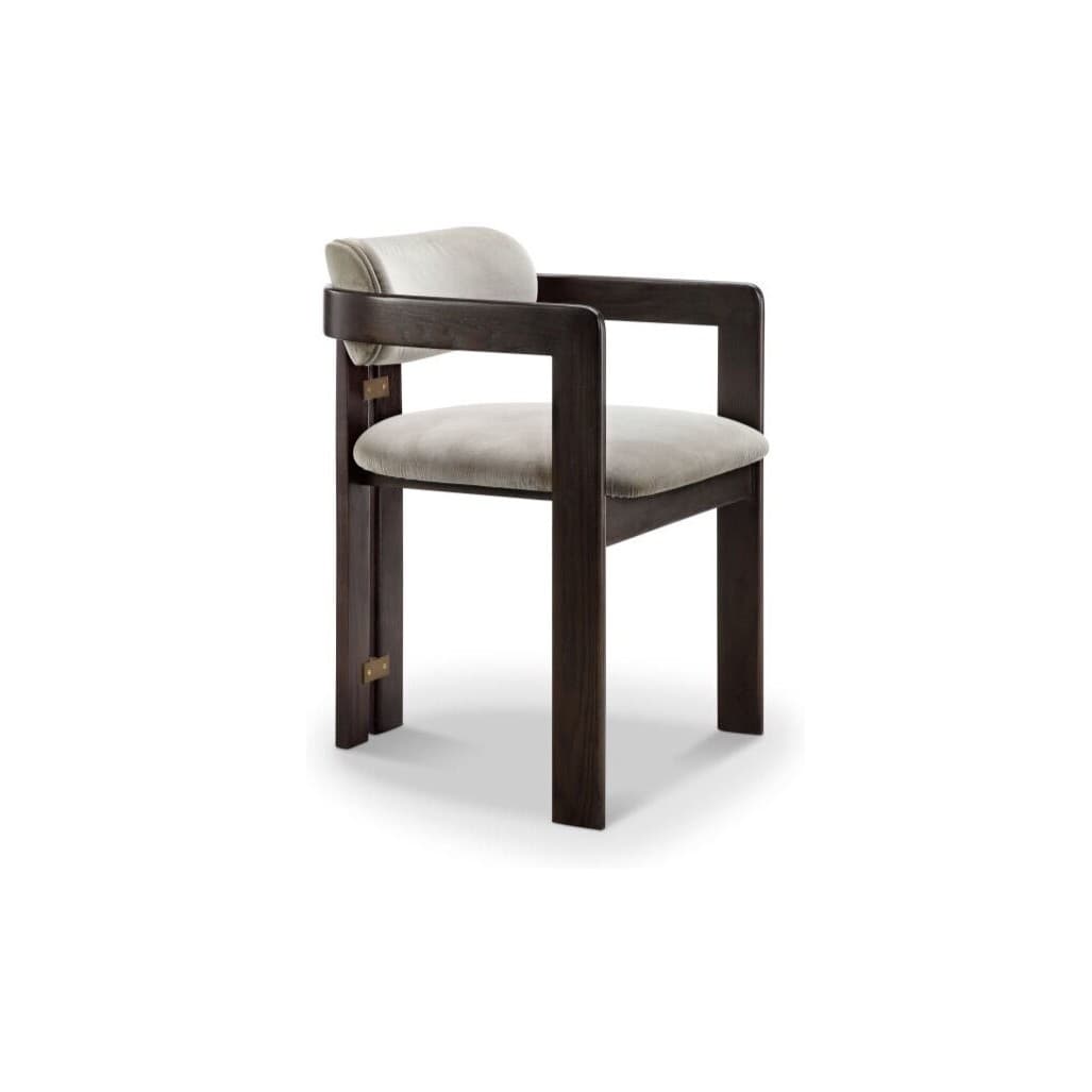 Kibo Chair (Oak-104 Finish; Polished Nickel and Boucle)