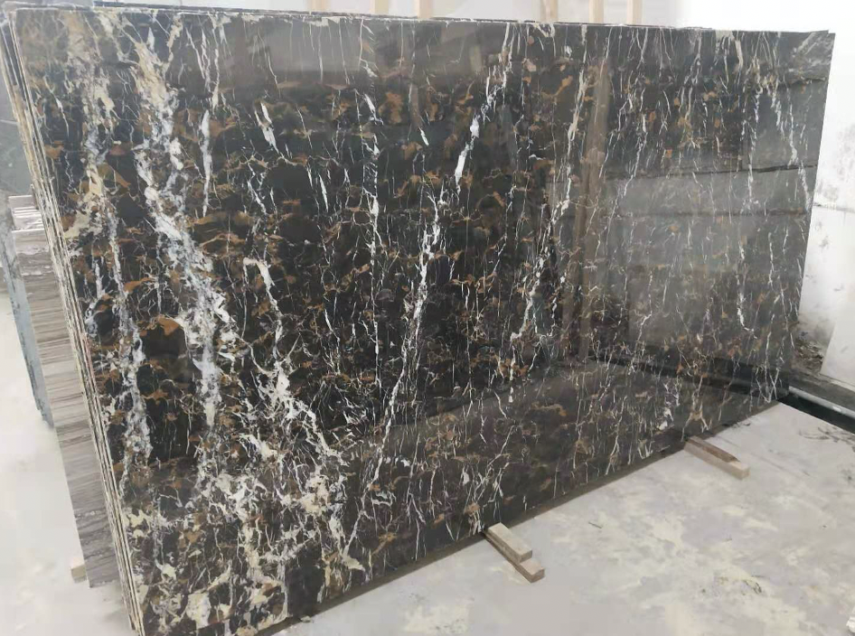Black Gold Flower Marble